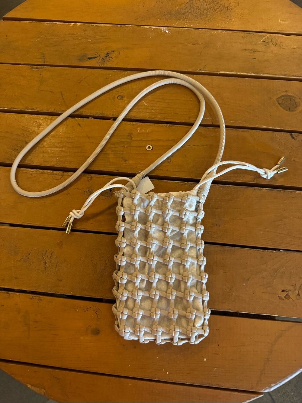 Taupe Woven Leather Crossbody Bag